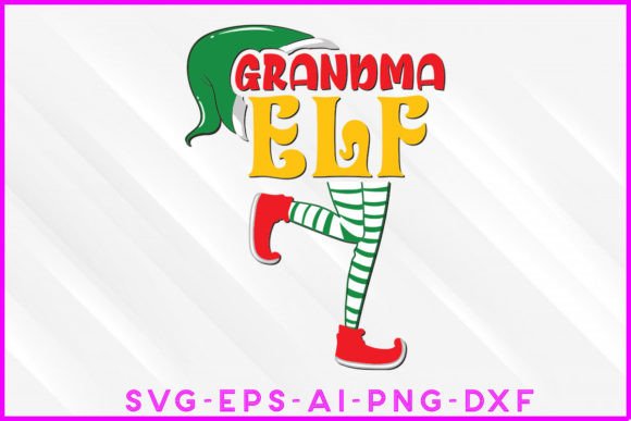 Grandma Elf Groovy Christmas Graphics for Crafts