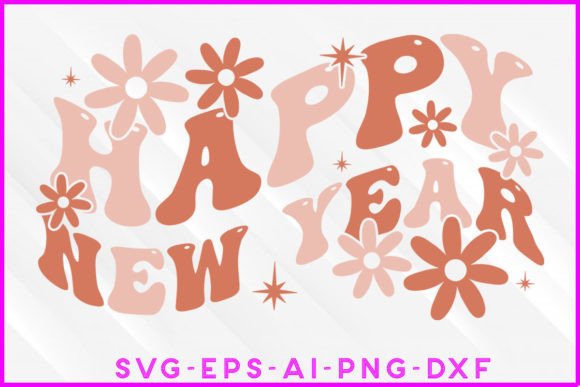 Happy New Year Groovy Graphics for Crafts