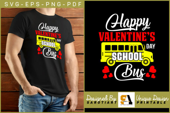 Happy Valentine s Day School Bus T-shirt Graphics for Crafts