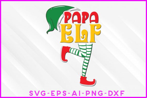 Papa Elf Christmas Groovy T-shirt Design: Graphics & Crafts