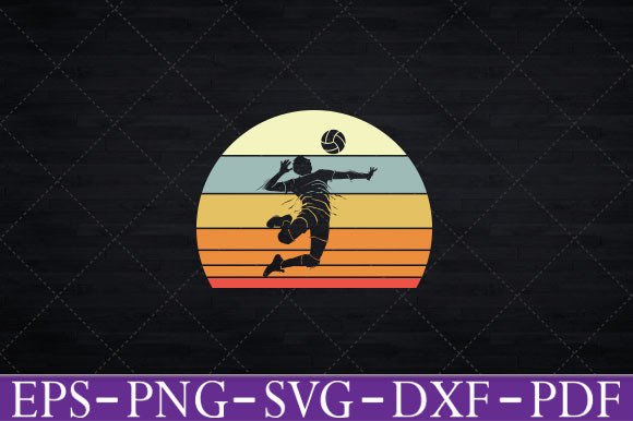 Retro Vintage Volleyball Graphics for Crafts