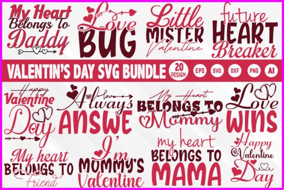 Valentine's Day SVG T-shirt Bundle for Graphics & Crafts